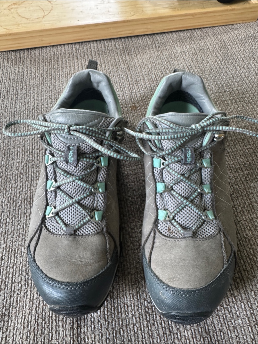 Oboz Sapphire Low B-Dry Waterproof Hiking Shoes Charcoal/Beach Glass Sz 8 Womens